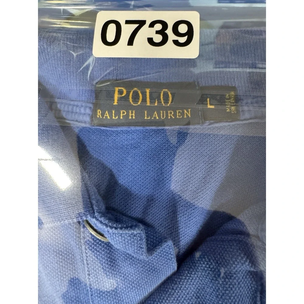 Polo Ralph Lauren Mens L Blue Yacht Club Flag Patch Applique Polo Shirt Y2K